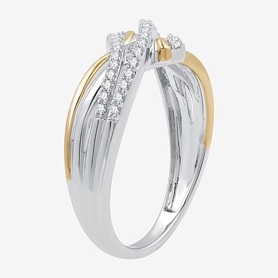 Womens 1/4 CT. T.W. Lab Grown White Diamond 14K Gold Over Silver Sterling Silver Cocktail Ring