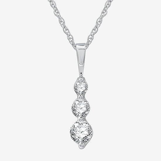Womens 1/4 CT. T.W. Lab Grown White Diamond Sterling Silver 18 Inch Pendant Necklace