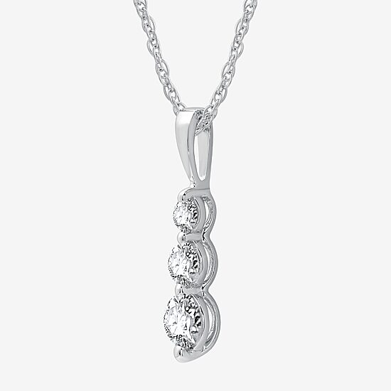 Womens 1/4 CT. T.W. Lab Grown White Diamond Sterling Silver 18 Inch Pendant Necklace