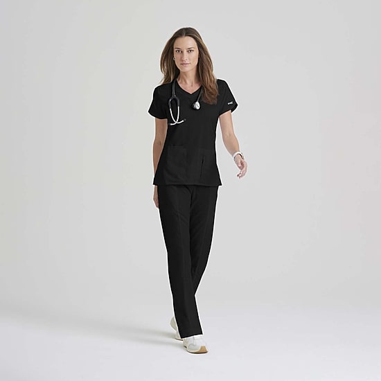 Grey's Anatomy™ by Barco Classic 41423 Cora 4-Pocket Womens Plus Tall V Neck Short Sleeve Tag Free Scrub Top