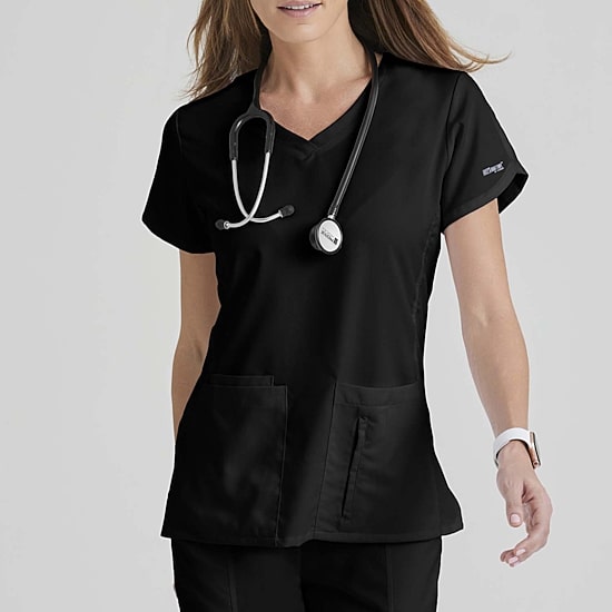 Grey's Anatomy™ by Barco Classic 41423 Cora 4-Pocket Womens Plus Tall V Neck Short Sleeve Tag Free Scrub Top
