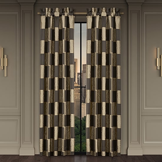 Queen Street Benton Bronze Rod Pocket Blackout Set of 2 Curtain Panel