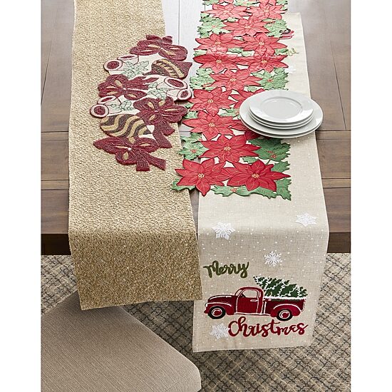 Homewear Portia Poinsettia Cutout Table Runner