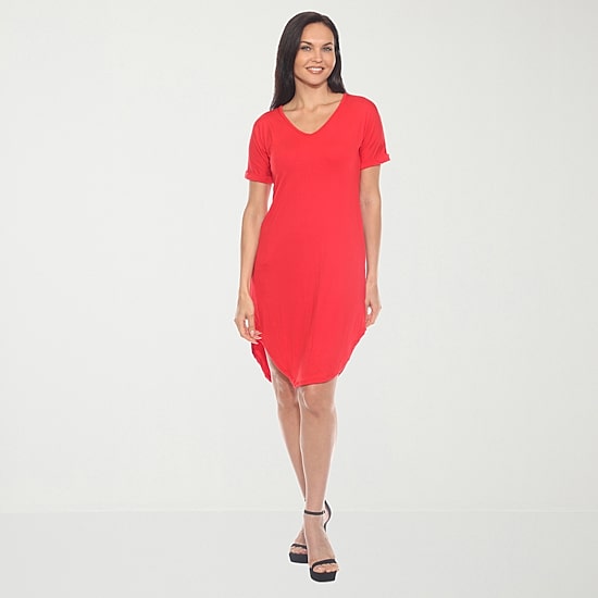 White Mark Womens Short Sleeve T-Shirt Dress