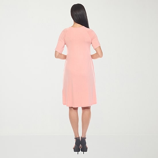 White Mark Womens Crew Neck Short Sleeve A-Line Dress