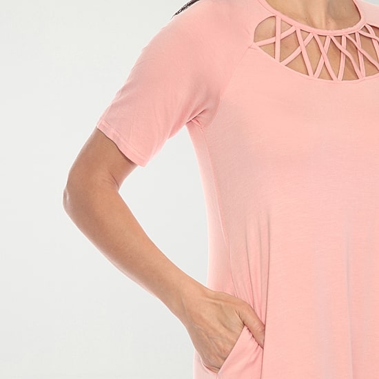 White Mark Womens Crew Neck Short Sleeve A-Line Dress