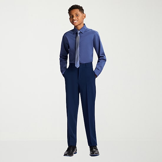 Van Heusen Little & Big Kid Boys Long Sleeve Point Collar Shirt + Tie Set