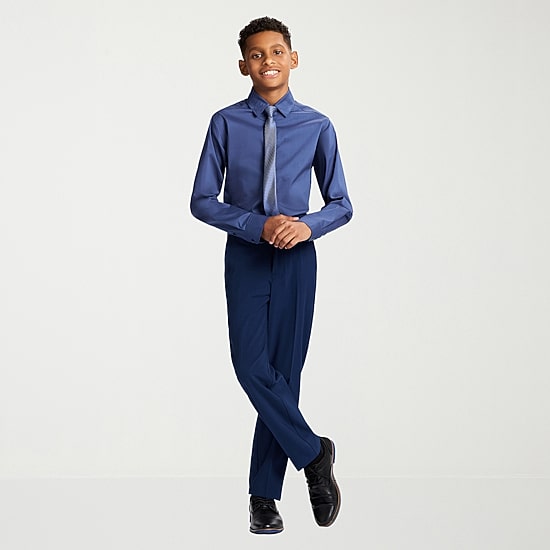 Van Heusen Little & Big Kid Boys Long Sleeve Point Collar Shirt + Tie Set