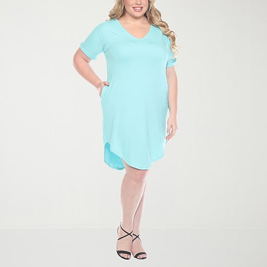 White Mark Womens Plus Short Sleeve T-Shirt Dress