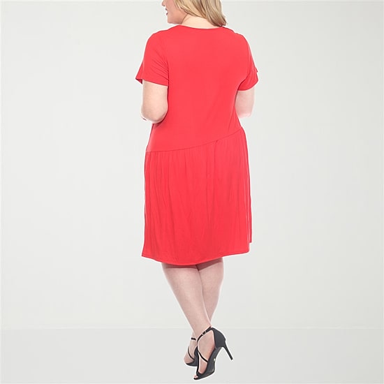 White Mark Womens Plus Short Sleeve Swing Dresses