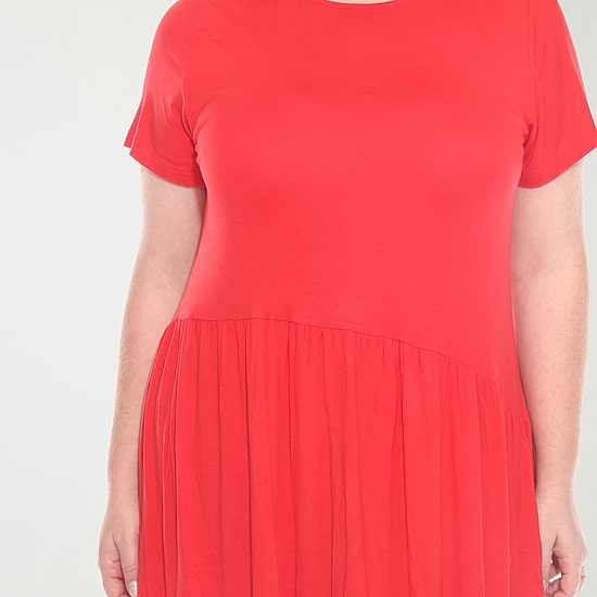 White Mark Womens Plus Short Sleeve Swing Dresses