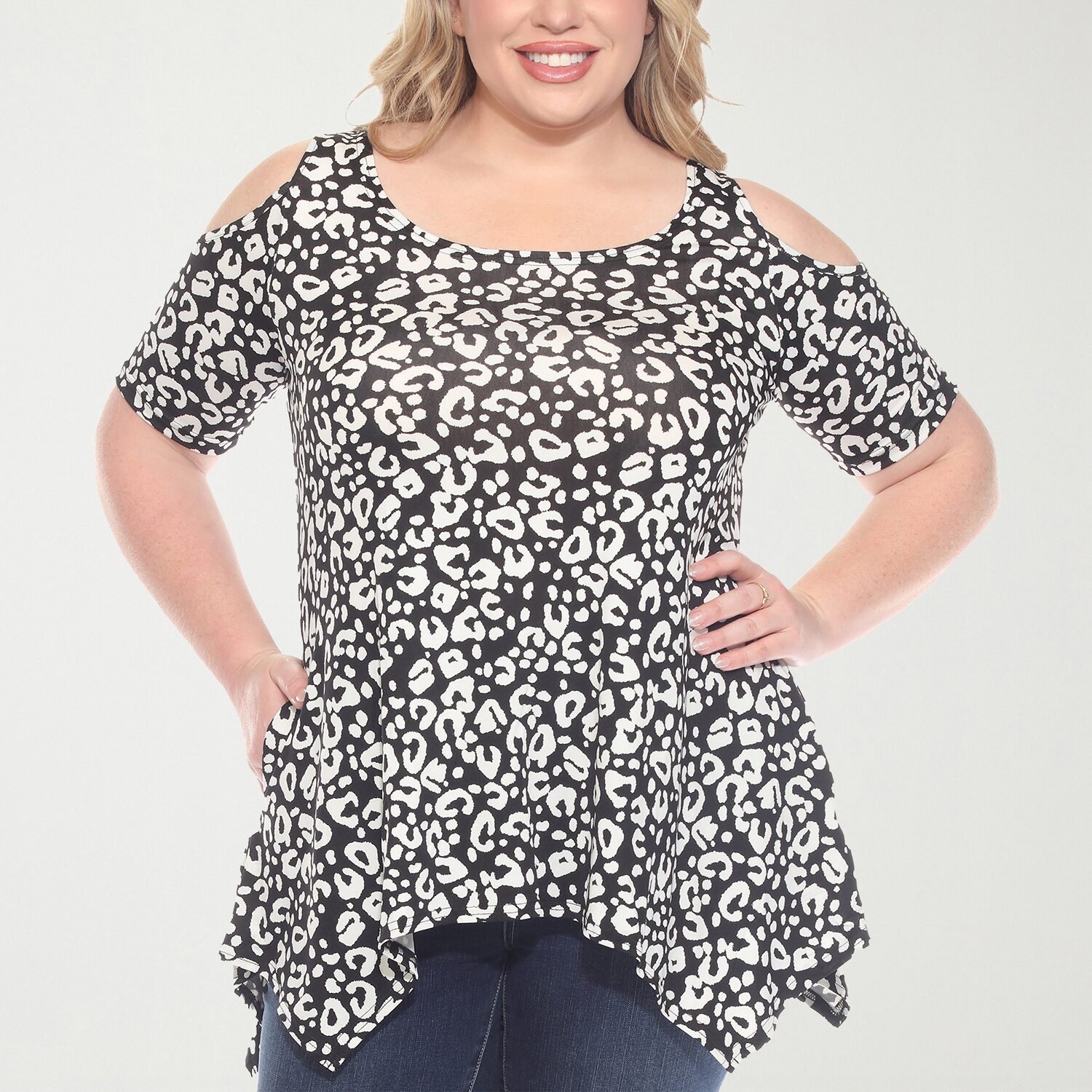 White Mark Womens Scoop Neck Short Sleeve Tunic Top