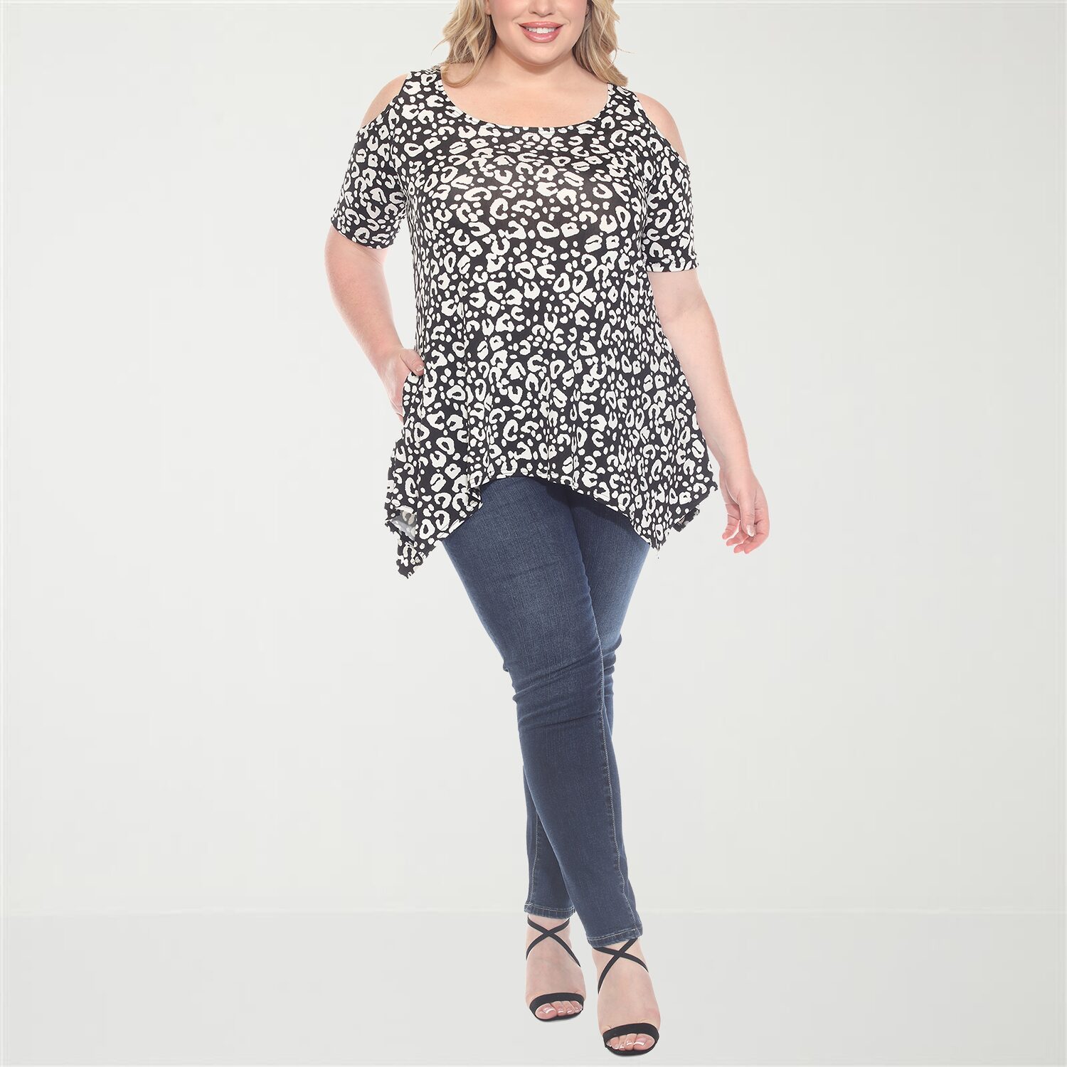 White Mark Womens Scoop Neck Short Sleeve Tunic Top