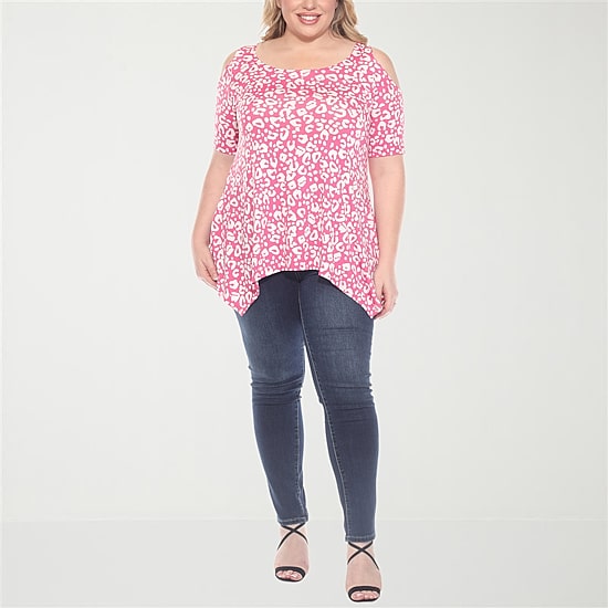 White Mark Womens Scoop Neck Short Sleeve Tunic Top