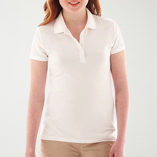 Arizona Womens Juniors Plus Short Sleeve Polo Shirt