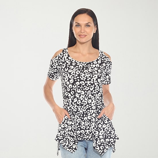 White Mark Womens Scoop Neck Short Sleeve Tunic Top