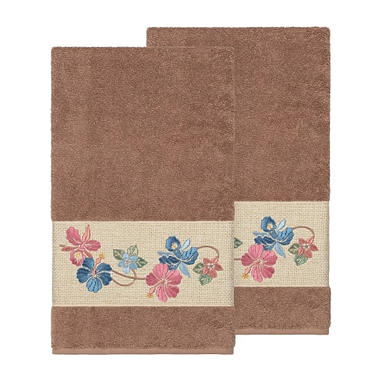 Linum Home Textiles Caroline 2-pc. Embellished Floral Bath Towel