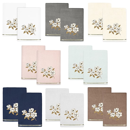 Linum Home Textiles Maggie 2-pc. Embellished Floral Bath Towel