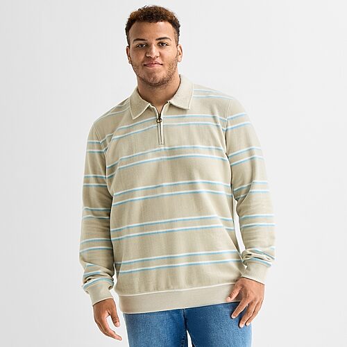 mutual weave Mens Long Sleeve Big and Tall Quarter-Zip Pullover, 2x-large, Gray