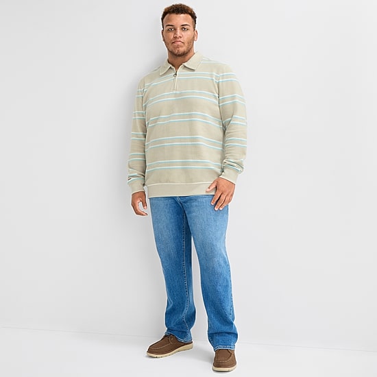 mutual weave Mens Long Sleeve Big and Tall Quarter-Zip Pullover
