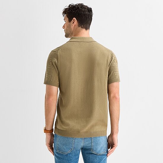 mutual weave Mens Short Sleeve Button Polo Sweater