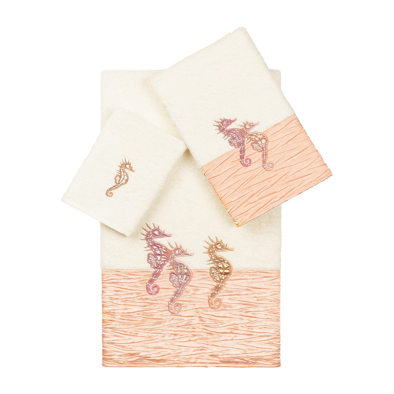 Linum Home Textiles Sofia Embellished 3-pc. Bath Towel Set