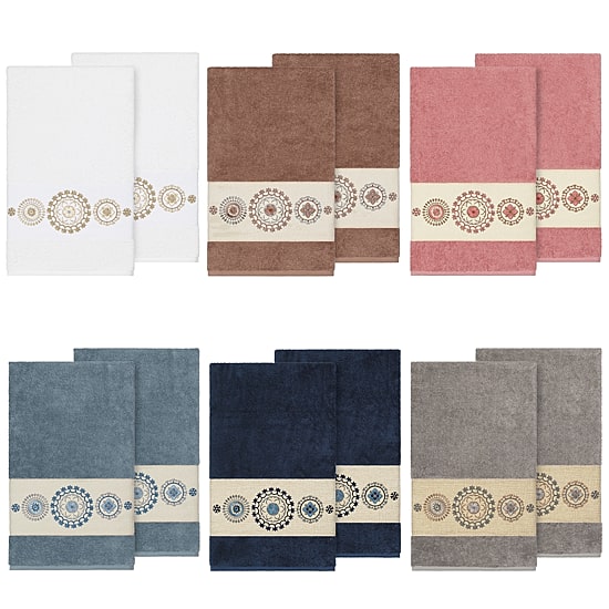 Linum Home Textiles Isabelle Embellished 2-pc. Embellished Geometric Bath Towel