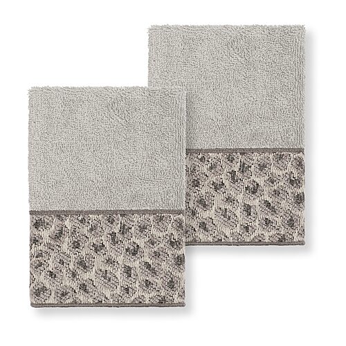 Linum Home Textiles Spots Embellished 2-pc. Embellished Washcloth, One Size, Gray