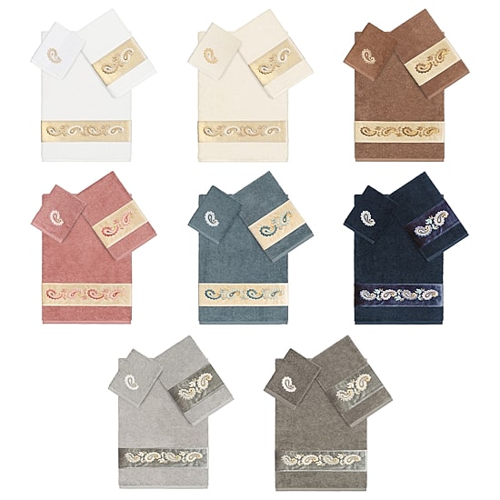 Linum Home Textiles Mackenzie Embellished 3-pc. Bath Towel Set