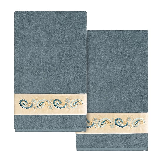 Linum Home Textiles Mackenzie 2-pc. Embellished Paisley Bath Towel