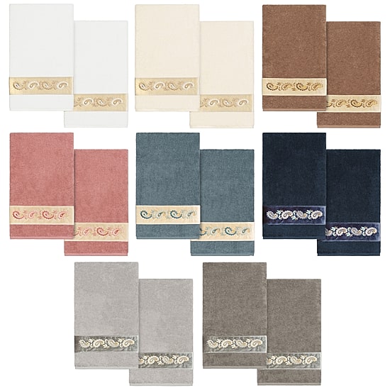 Linum Home Textiles Mackenzie 2-pc. Embellished Paisley Bath Towel