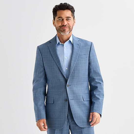 Stafford Coolmax All Season Ecomade Mens Classic Fit Plaid Suit Jacket