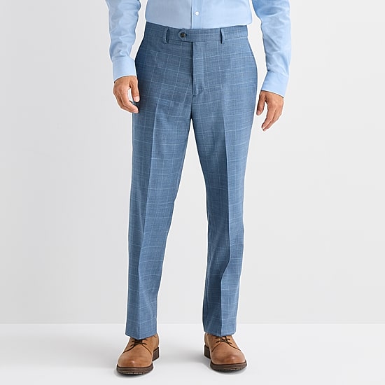 Stafford Coolmax All Season Ecomade Mens Classic Fit Plaid Flat Front Suit Pant
