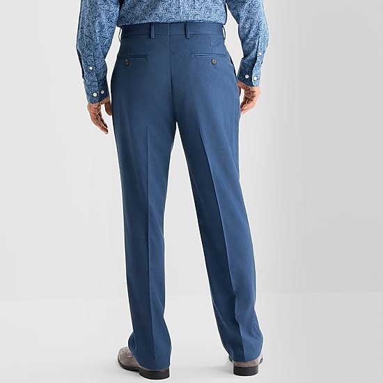 Stafford Coolmax All Season Ecomade Birdseye Signature Mens Stretch Fabric Classic Fit Flat Front Suit Pant