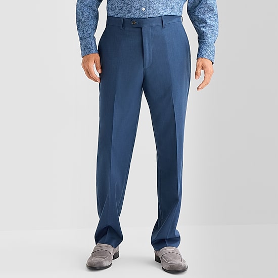Stafford Coolmax All Season Ecomade Birdseye Signature Mens Stretch Fabric Classic Fit Flat Front Suit Pant