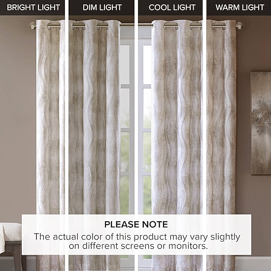 Madison Park Alastair Jacquard Grommet Top 100% Blackout Single Curtain Panel