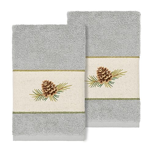 Linum Home Textiles Pierre Embellished 2-pc. Embellished Hand Towel, One Size, Gray