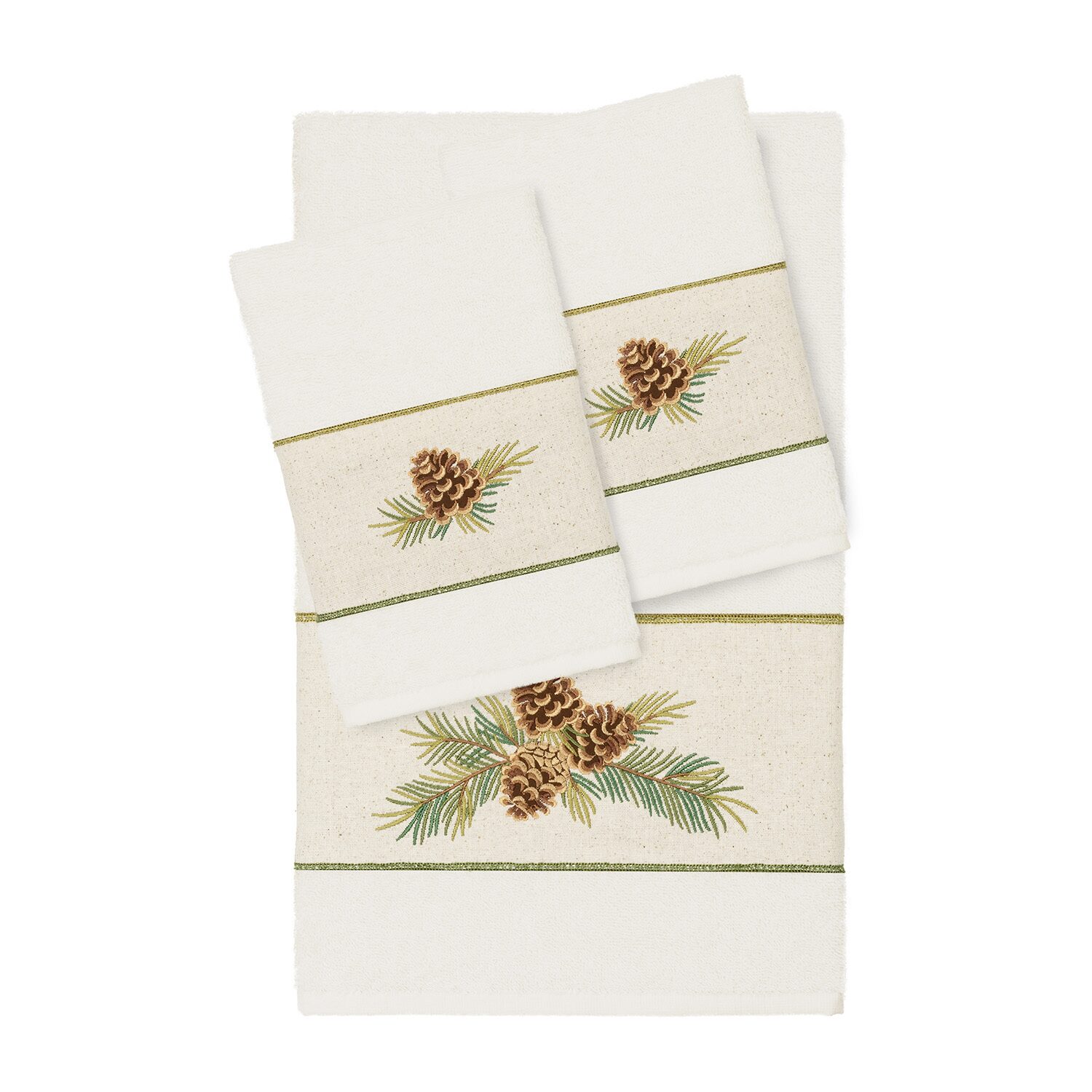 Linum Home Textiles Pierre Embellished 3-pc. Bath Towel Set