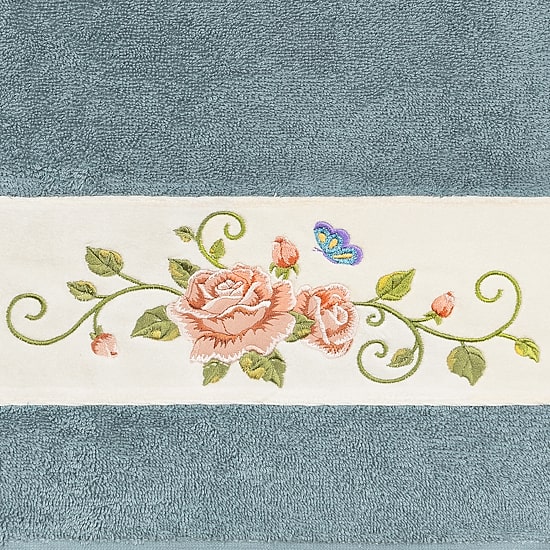 Linum Home Textiles Rebecca Embellished Embellished Floral Bath Towel