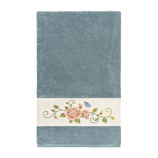 Linum Home Textiles Rebecca Embellished Embellished Floral Bath Towel
