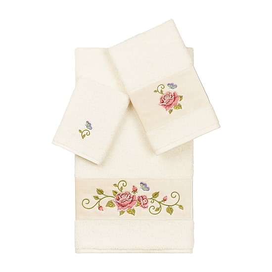 Linum Home Textiles Rebecca Embellished 3-pc. Bath Towel Set