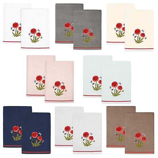 Linum Home Textiles Polly 2-pc. Embellished Floral Bath Towel