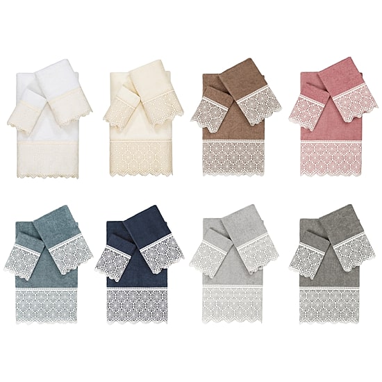 Linum Home Textiles Arian Embellished 3-pc. Bath Towel Set