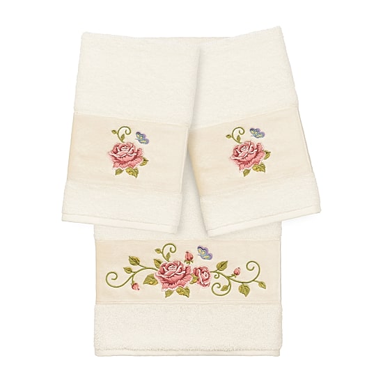 Linum Home Textiles Rebecca Embellished 3-pc. Bath Towel Set