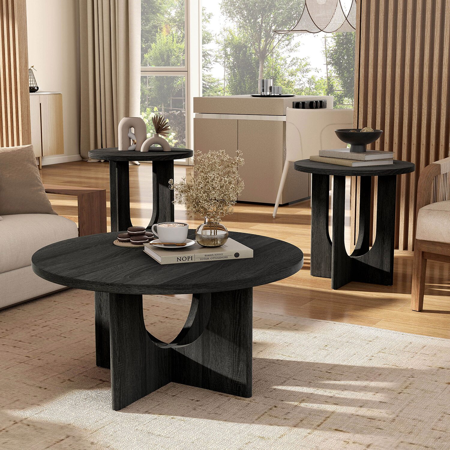Furniture Of America Calsen Easy Setup Coffee Table Set