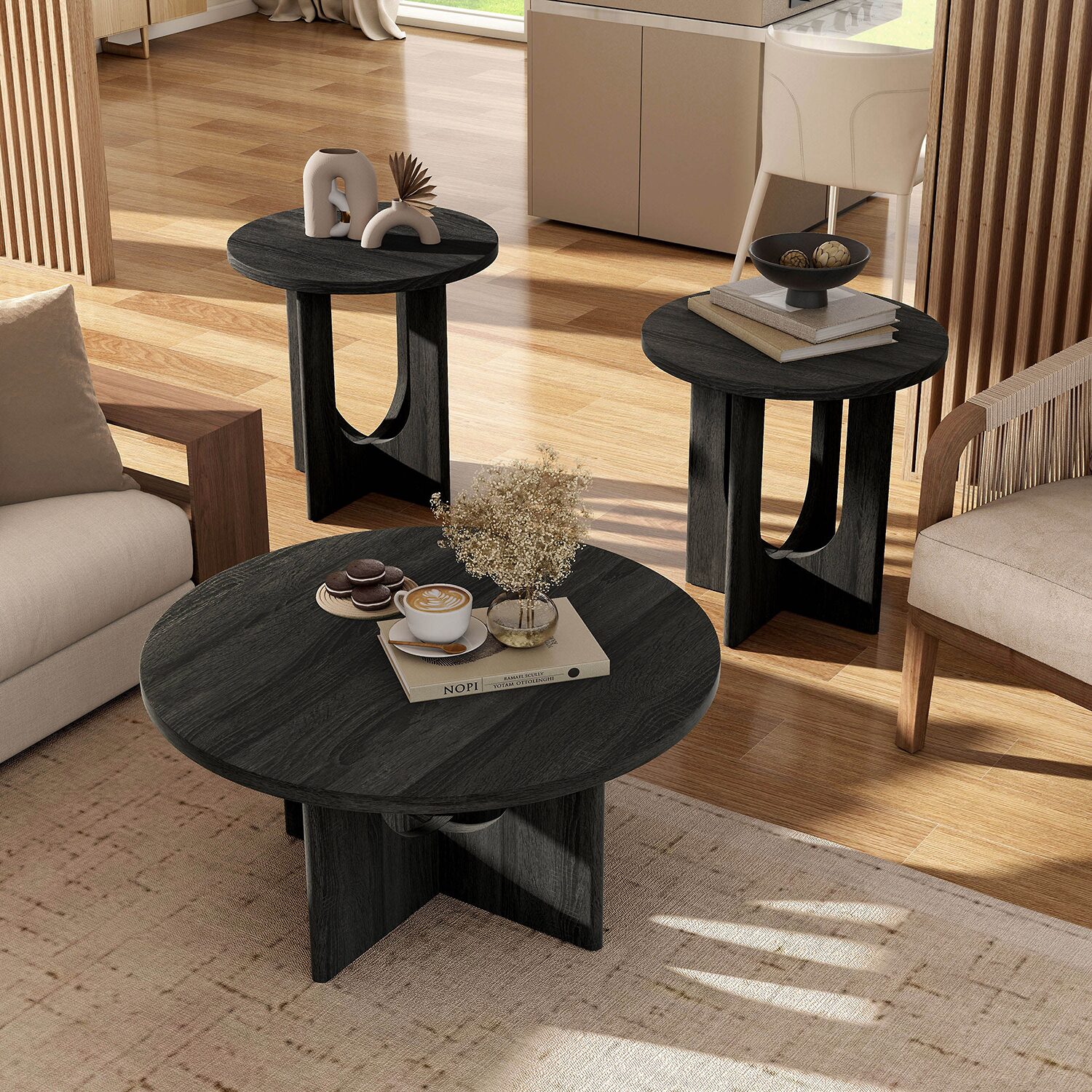 Furniture Of America Calsen Easy Setup Coffee Table Set