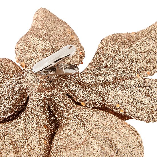 North Pole Trading Co. Gold Poinsettia Set 3-pc. Clips