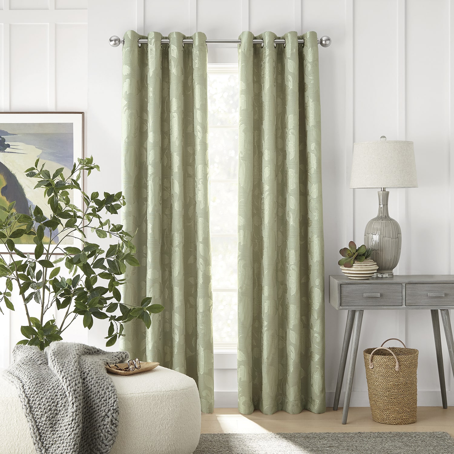 Linden Street Gwen Jacobean Grommet Top Light-Filtering Single Curtain Panel