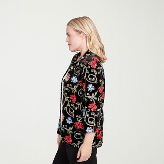 Alfred Dunner Jet Setter Womens 3/4 Sleeve Layered Top