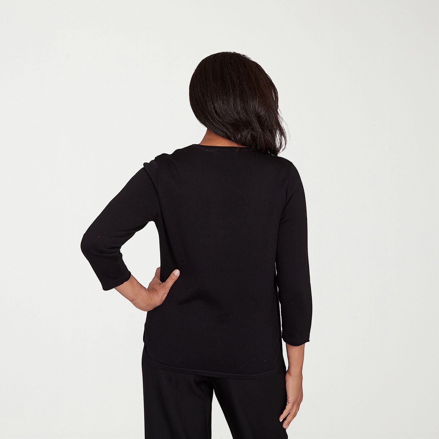 Alfred Dunner Jet Setter Womens Crew Neck 3/4 Sleeve Pullover Sweater
